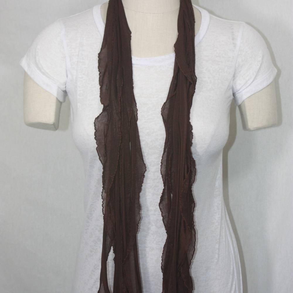Brown Solid & Patterned Scarf Accessory - Picture 7 of 8